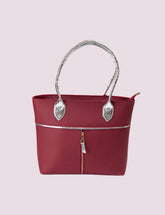 Sophisticated Maroon Tote with Silver Accents
